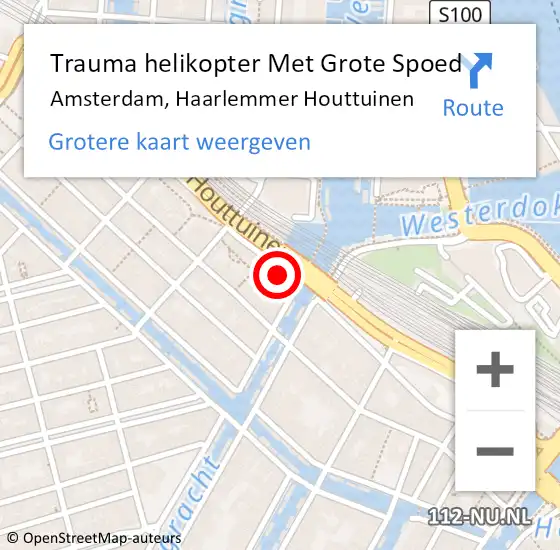 Locatie op kaart van de 112 melding: Trauma helikopter Met Grote Spoed Naar Amsterdam, Haarlemmer Houttuinen op 23 april 2024 13:26