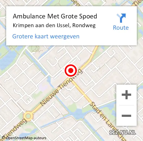 Locatie op kaart van de 112 melding: Ambulance Met Grote Spoed Naar Krimpen aan den IJssel, Rondweg op 23 april 2024 13:27