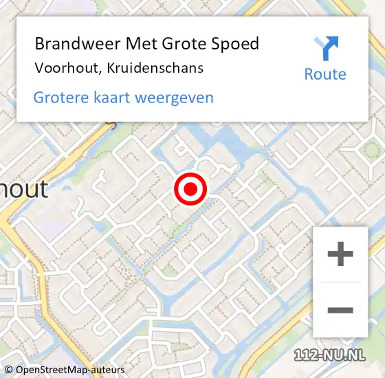 Locatie op kaart van de 112 melding: Brandweer Met Grote Spoed Naar Voorhout, Kruidenschans op 23 april 2024 13:31