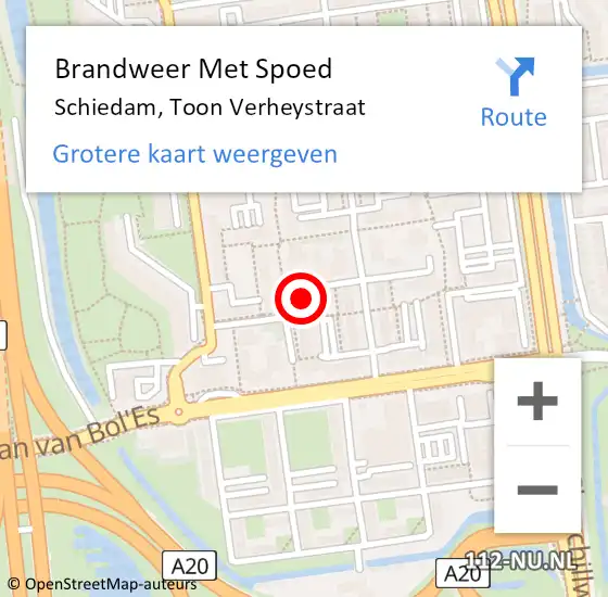 Locatie op kaart van de 112 melding: Brandweer Met Spoed Naar Schiedam, Toon Verheystraat op 23 april 2024 13:36