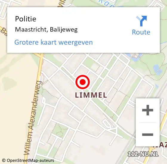 Locatie op kaart van de 112 melding: Politie Maastricht, Balijeweg op 23 april 2024 13:39