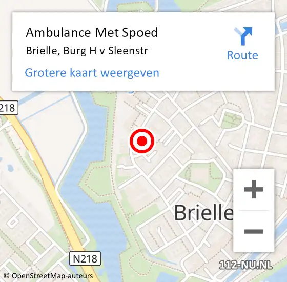 Locatie op kaart van de 112 melding: Ambulance Met Spoed Naar Brielle, Burg H v Sleenstr op 23 april 2024 13:45