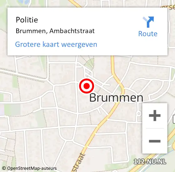 Locatie op kaart van de 112 melding: Politie Brummen, Ambachtstraat op 23 april 2024 13:56