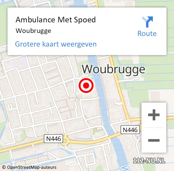 Locatie op kaart van de 112 melding: Ambulance Met Spoed Naar Woubrugge op 23 april 2024 14:03