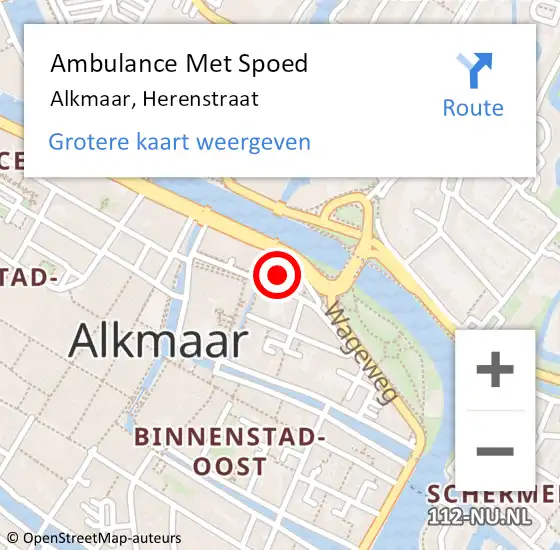 Locatie op kaart van de 112 melding: Ambulance Met Spoed Naar Alkmaar, Herenstraat op 23 april 2024 14:12