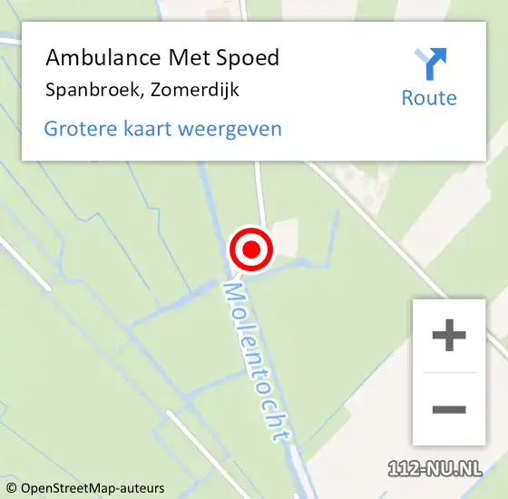 Locatie op kaart van de 112 melding: Ambulance Met Spoed Naar Spanbroek, Zomerdijk op 23 april 2024 14:15