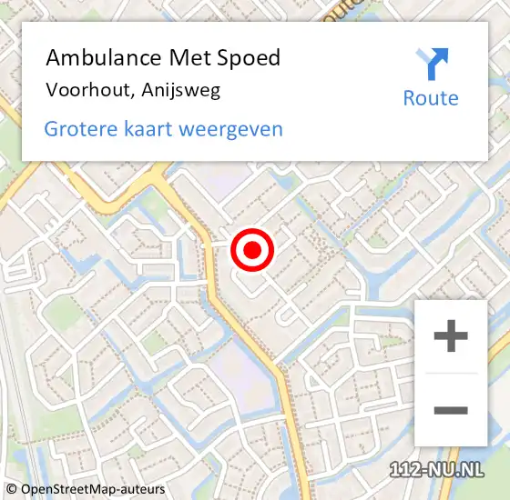 Locatie op kaart van de 112 melding: Ambulance Met Spoed Naar Voorhout, Anijsweg op 23 april 2024 14:19