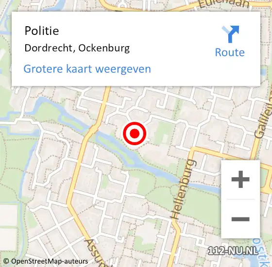 Locatie op kaart van de 112 melding: Politie Dordrecht, Ockenburg op 23 april 2024 14:20
