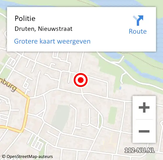 Locatie op kaart van de 112 melding: Politie Druten, Nieuwstraat op 23 april 2024 14:22