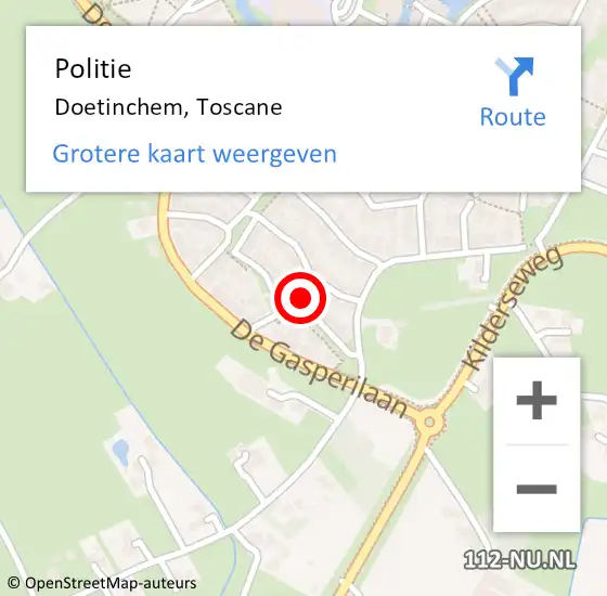 Locatie op kaart van de 112 melding: Politie Doetinchem, Toscane op 23 april 2024 14:23