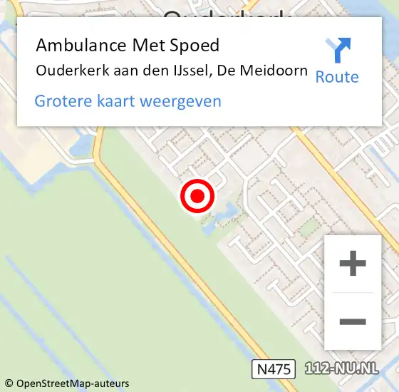 Locatie op kaart van de 112 melding: Ambulance Met Spoed Naar Ouderkerk aan den IJssel, De Meidoorn op 23 april 2024 14:42