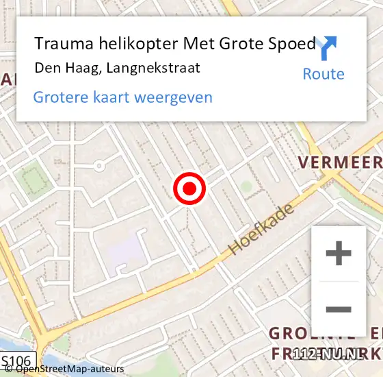 Locatie op kaart van de 112 melding: Trauma helikopter Met Grote Spoed Naar Den Haag, Langnekstraat op 23 april 2024 14:44