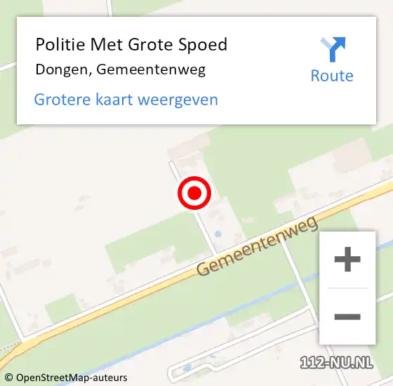 Locatie op kaart van de 112 melding: Politie Met Grote Spoed Naar Dongen, Gemeentenweg op 23 april 2024 14:45