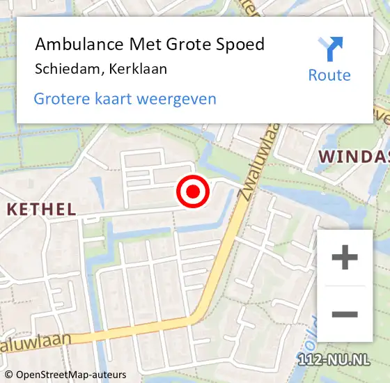 Locatie op kaart van de 112 melding: Ambulance Met Grote Spoed Naar Schiedam, Kerklaan op 23 april 2024 15:05