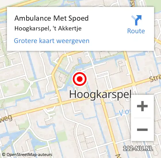 Locatie op kaart van de 112 melding: Ambulance Met Spoed Naar Hoogkarspel, 't Akkertje op 23 april 2024 15:07
