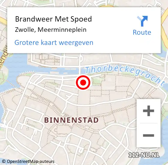 Locatie op kaart van de 112 melding: Brandweer Met Spoed Naar Zwolle, Meerminneplein op 23 april 2024 15:11