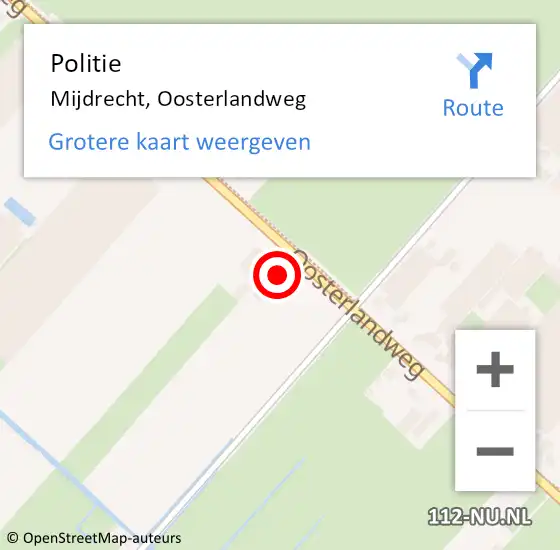 Locatie op kaart van de 112 melding: Politie Mijdrecht, Oosterlandweg op 23 april 2024 15:20