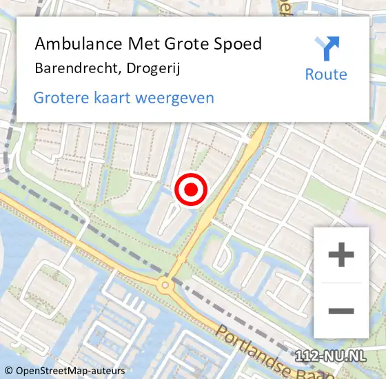 Locatie op kaart van de 112 melding: Ambulance Met Grote Spoed Naar Barendrecht, Drogerij op 23 april 2024 15:23