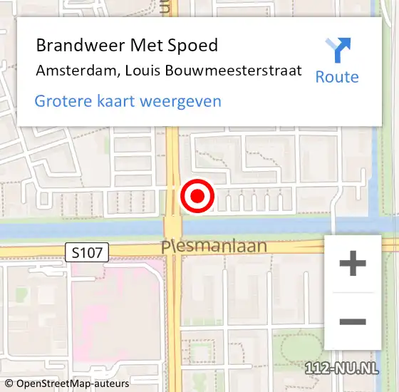 Locatie op kaart van de 112 melding: Brandweer Met Spoed Naar Amsterdam, Louis Bouwmeesterstraat op 23 april 2024 15:38
