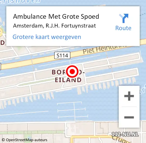 Locatie op kaart van de 112 melding: Ambulance Met Grote Spoed Naar Amsterdam, R.J.H. Fortuynstraat op 23 april 2024 15:40
