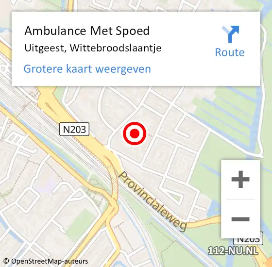 Locatie op kaart van de 112 melding: Ambulance Met Spoed Naar Uitgeest, Wittebroodslaantje op 23 april 2024 15:48