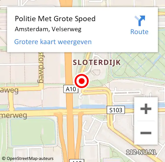 Locatie op kaart van de 112 melding: Politie Met Grote Spoed Naar Amsterdam, Velserweg op 23 april 2024 15:50