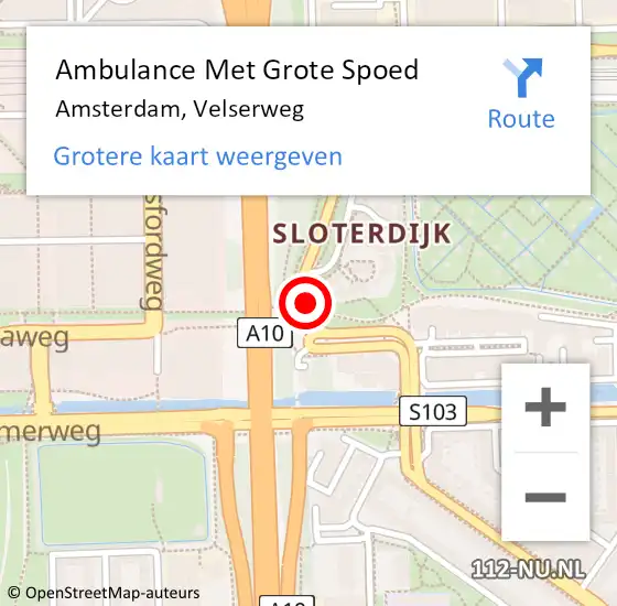 Locatie op kaart van de 112 melding: Ambulance Met Grote Spoed Naar Amsterdam, Velserweg op 23 april 2024 15:52