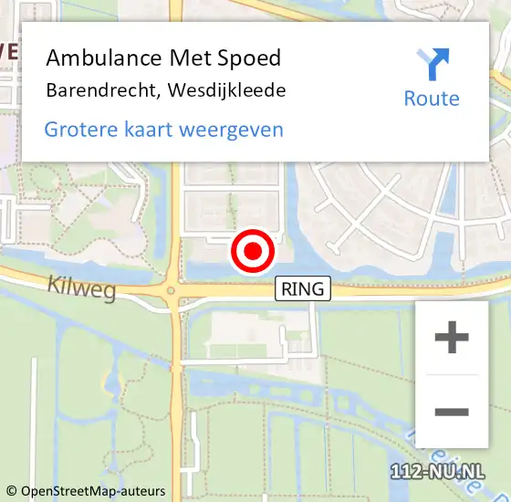 Locatie op kaart van de 112 melding: Ambulance Met Spoed Naar Barendrecht, Wesdijkleede op 23 april 2024 15:56
