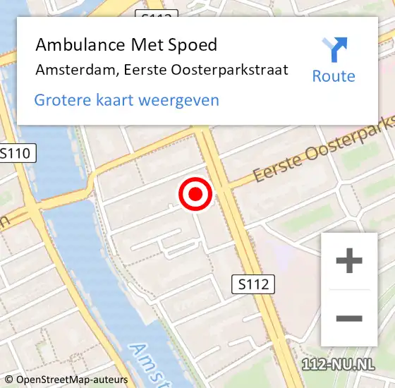 Locatie op kaart van de 112 melding: Ambulance Met Spoed Naar Amsterdam, Eerste Oosterparkstraat op 23 april 2024 16:09