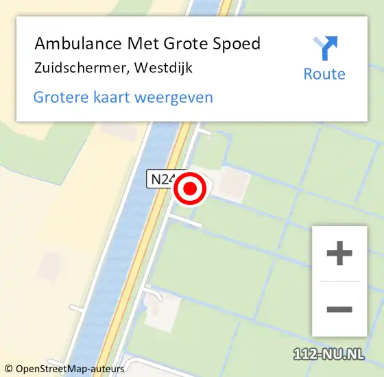 Locatie op kaart van de 112 melding: Ambulance Met Grote Spoed Naar Zuidschermer, Westdijk op 23 april 2024 16:15