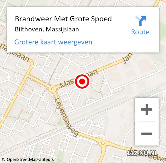 Locatie op kaart van de 112 melding: Brandweer Met Grote Spoed Naar Bilthoven, Massijslaan op 23 april 2024 16:28
