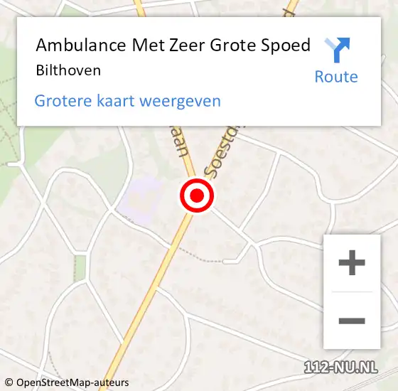 Locatie op kaart van de 112 melding: Ambulance Met Zeer Grote Spoed Naar Bilthoven op 23 april 2024 16:28