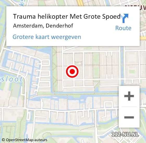 Locatie op kaart van de 112 melding: Trauma helikopter Met Grote Spoed Naar Amsterdam, Denderhof op 23 april 2024 16:34