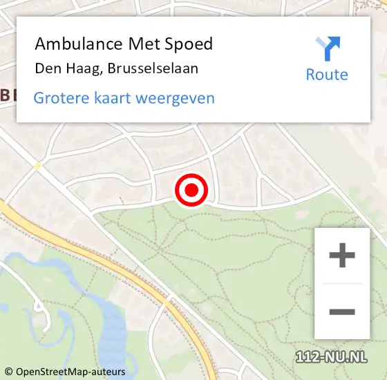 Locatie op kaart van de 112 melding: Ambulance Met Spoed Naar Den Haag, Brusselselaan op 23 april 2024 16:35