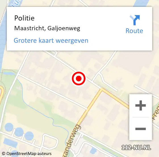 Locatie op kaart van de 112 melding: Politie Maastricht, Galjoenweg op 23 april 2024 16:36