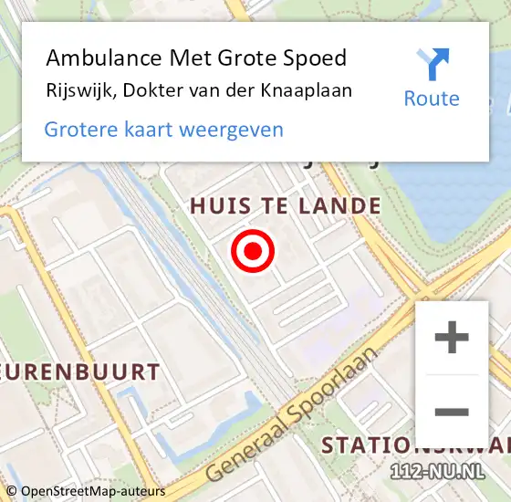 Locatie op kaart van de 112 melding: Ambulance Met Grote Spoed Naar Rijswijk, Dokter van der Knaaplaan op 23 april 2024 16:37