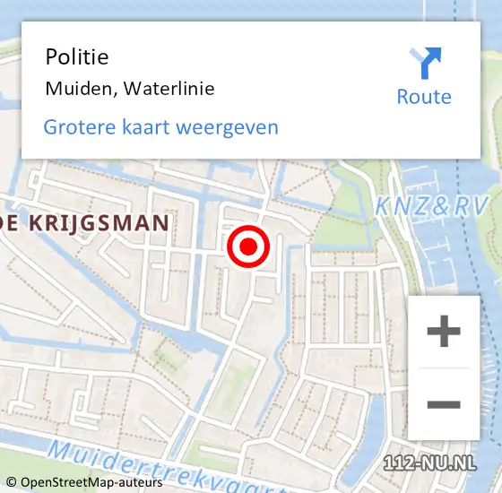 Locatie op kaart van de 112 melding: Politie Muiden, Waterlinie op 23 april 2024 16:46