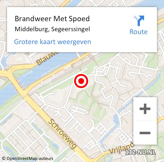 Locatie op kaart van de 112 melding: Brandweer Met Spoed Naar Middelburg, Segeerssingel op 23 april 2024 16:48