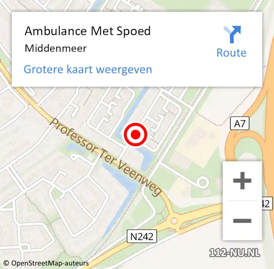 Locatie op kaart van de 112 melding: Ambulance Met Spoed Naar Middenmeer op 23 april 2024 17:05