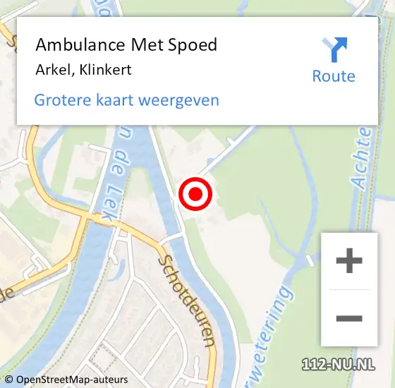 Locatie op kaart van de 112 melding: Ambulance Met Spoed Naar Arkel, Klinkert op 23 april 2024 17:17
