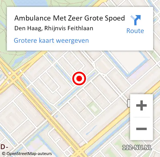 Locatie op kaart van de 112 melding: Ambulance Met Zeer Grote Spoed Naar Den Haag, Rhijnvis Feithlaan op 23 april 2024 17:18
