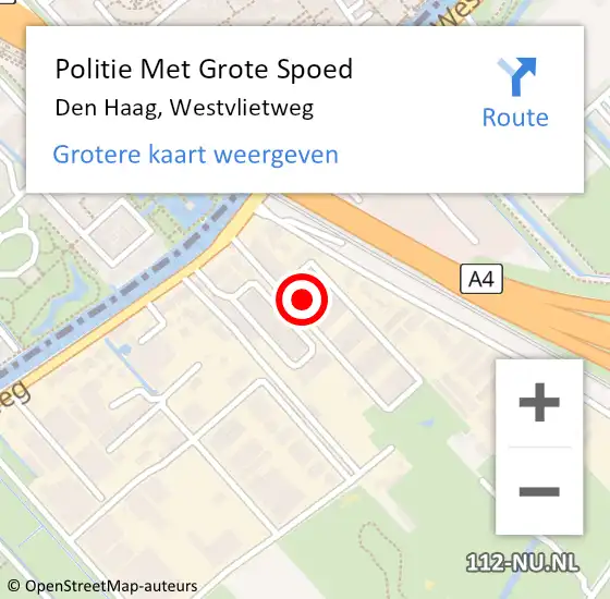 Locatie op kaart van de 112 melding: Politie Met Grote Spoed Naar Den Haag, Westvlietweg op 23 april 2024 17:27