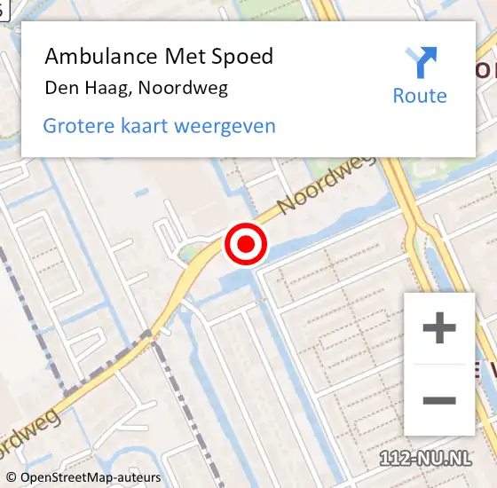 Locatie op kaart van de 112 melding: Ambulance Met Spoed Naar Den Haag, Noordweg op 23 april 2024 17:33