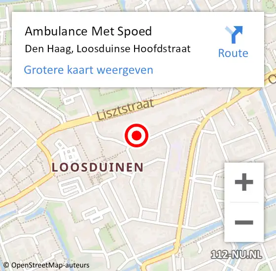 Locatie op kaart van de 112 melding: Ambulance Met Spoed Naar Den Haag, Loosduinse Hoofdstraat op 23 april 2024 17:39