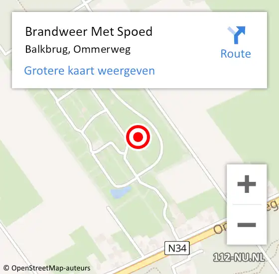 Locatie op kaart van de 112 melding: Brandweer Met Spoed Naar Balkbrug, Ommerweg op 23 april 2024 17:42