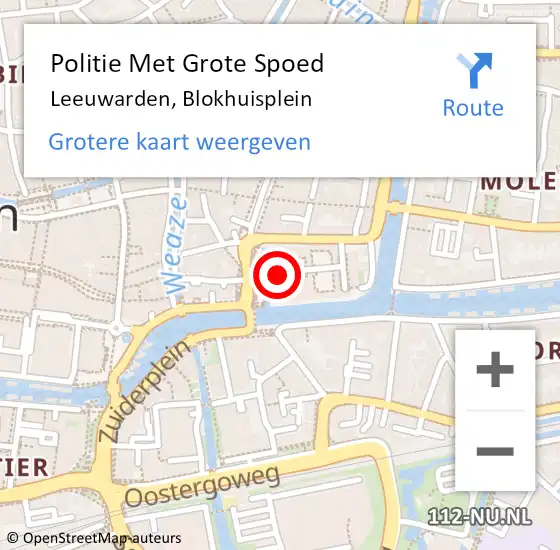 Locatie op kaart van de 112 melding: Politie Met Grote Spoed Naar Leeuwarden, Blokhuisplein op 23 april 2024 17:47