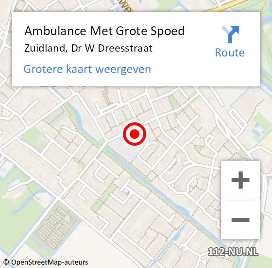 Locatie op kaart van de 112 melding: Ambulance Met Grote Spoed Naar Zuidland, Dr W Dreesstraat op 23 april 2024 17:48