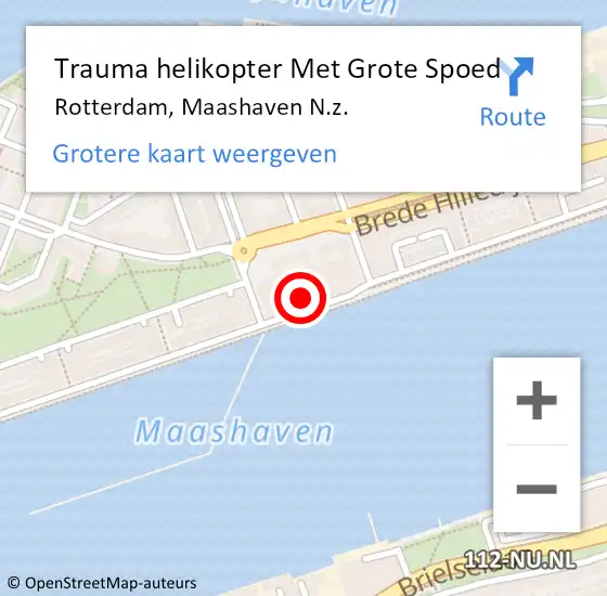 Locatie op kaart van de 112 melding: Trauma helikopter Met Grote Spoed Naar Rotterdam, Maashaven N.z. op 23 april 2024 17:58