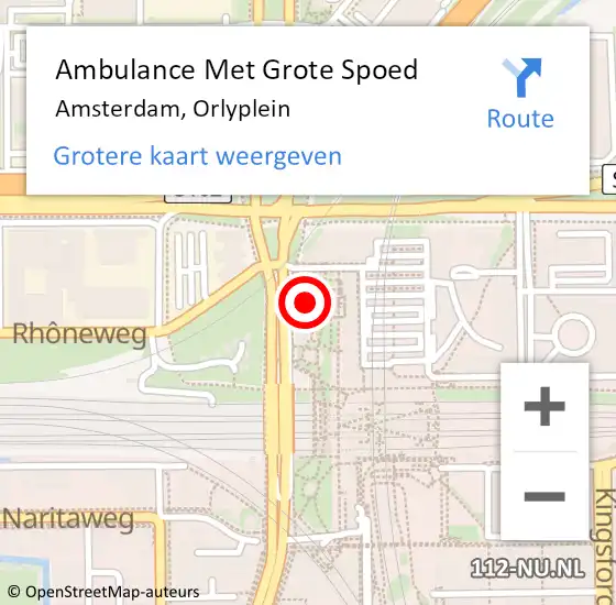 Locatie op kaart van de 112 melding: Ambulance Met Grote Spoed Naar Amsterdam, Orlyplein op 23 april 2024 18:11