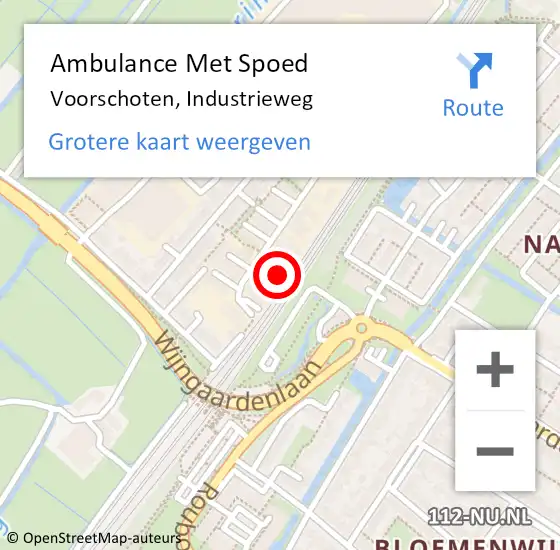 Locatie op kaart van de 112 melding: Ambulance Met Spoed Naar Voorschoten, Industrieweg op 23 april 2024 18:16